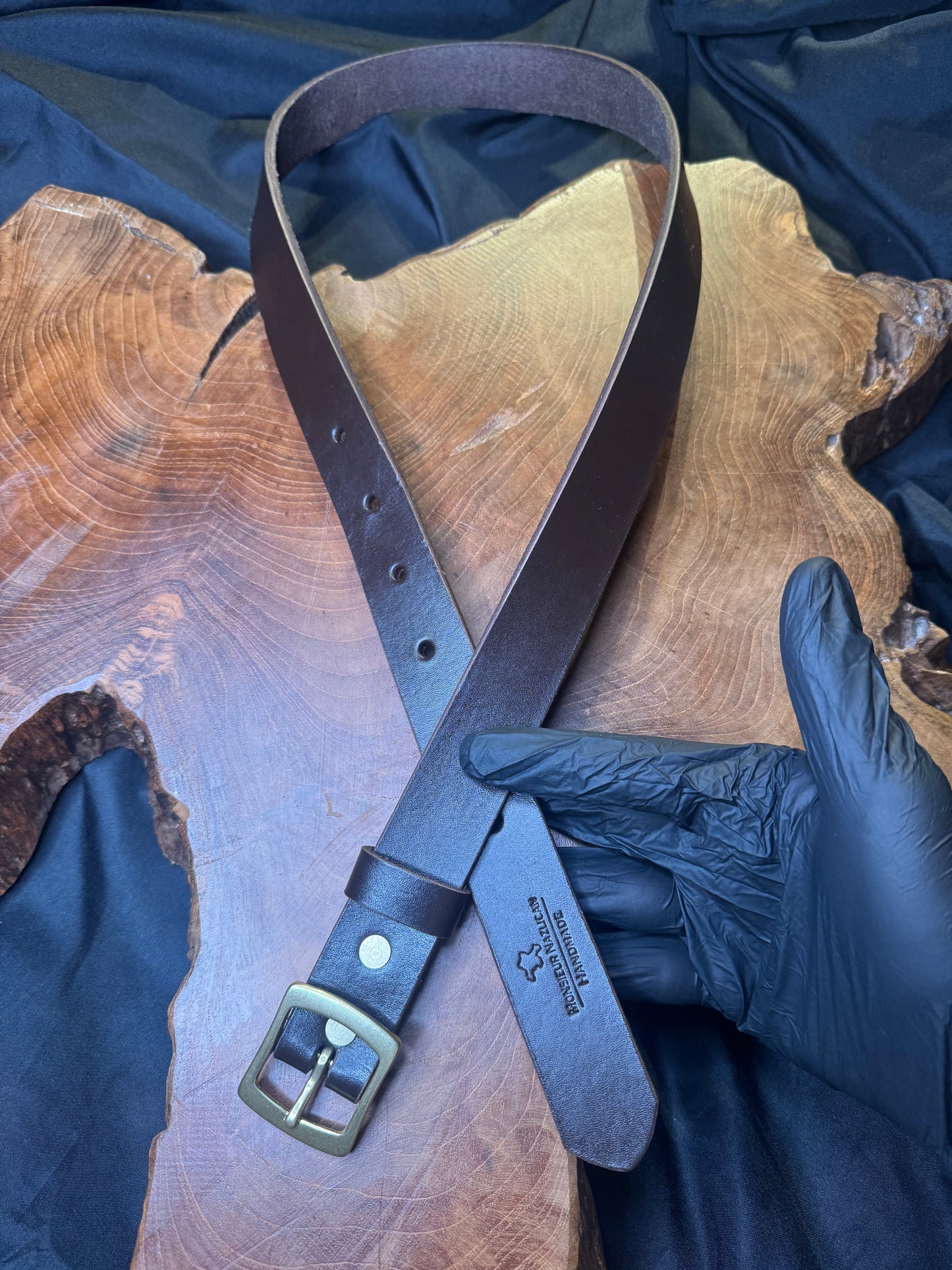 Ceinture femme fait main boucle en laiton couleur marron