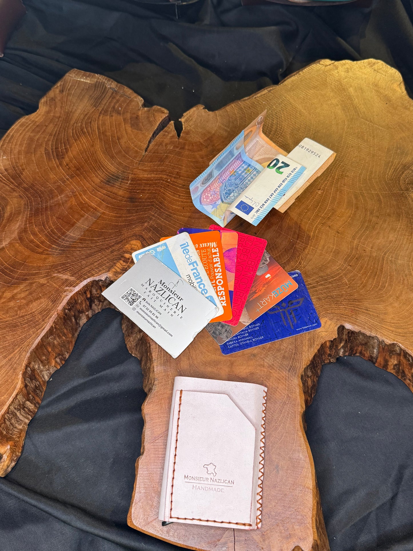 Porte-cartes automatiques en cuir couture à la main