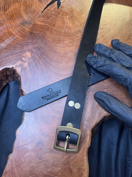 Ceinture femme fait main boucle en laiton couleur noir