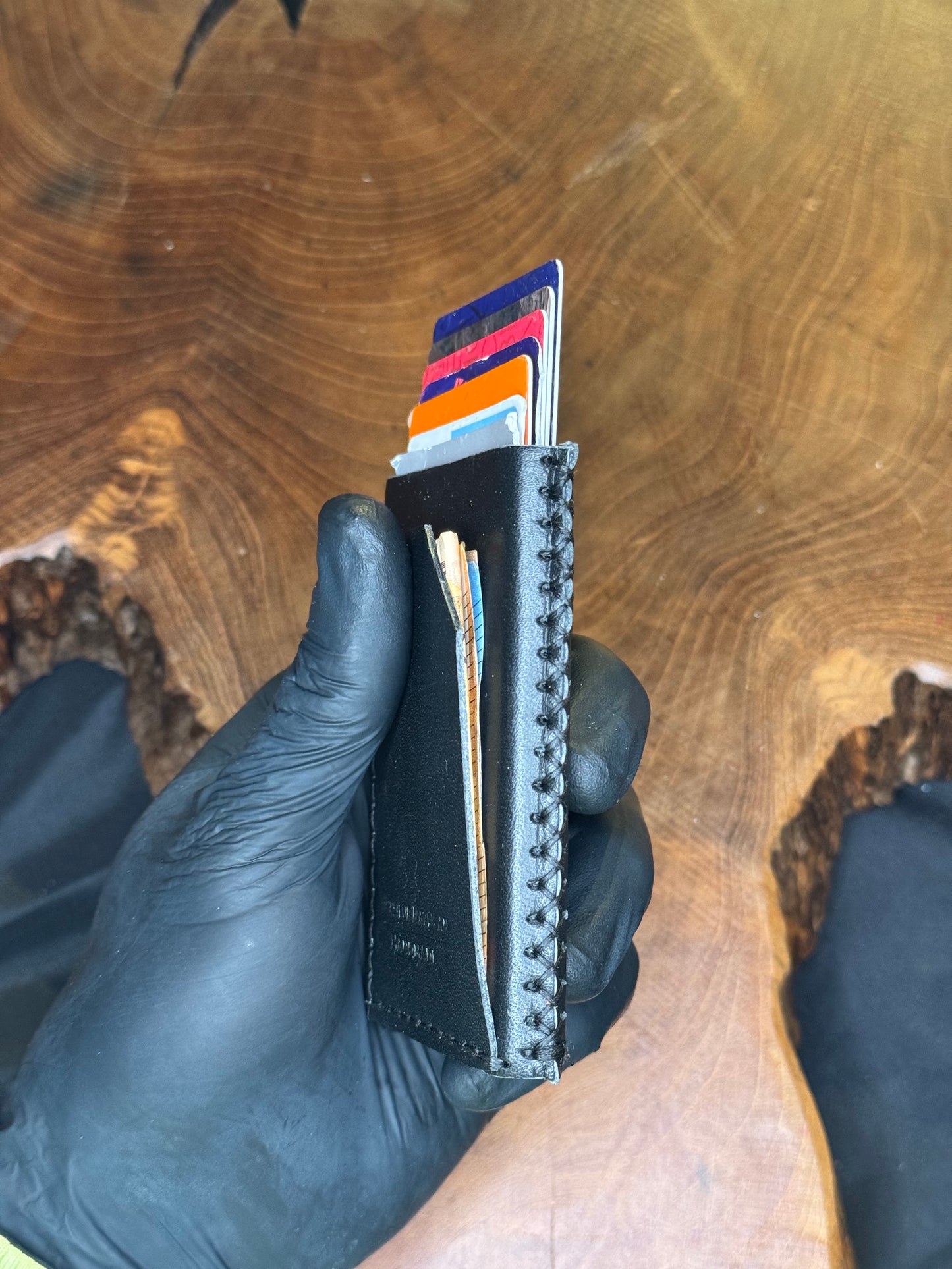 Porte-cartes automatiques en cuir couture à la main