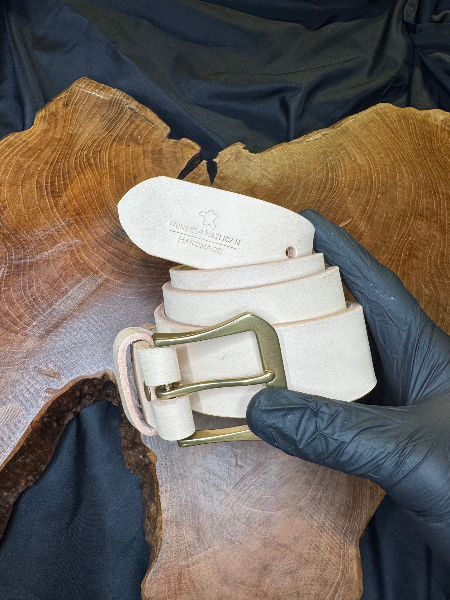 Ceinture homme fait main boucle en laiton couleur naturel