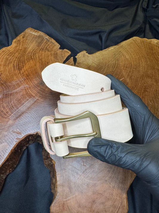 Ceinture homme fait main boucle en laiton couleur naturel
