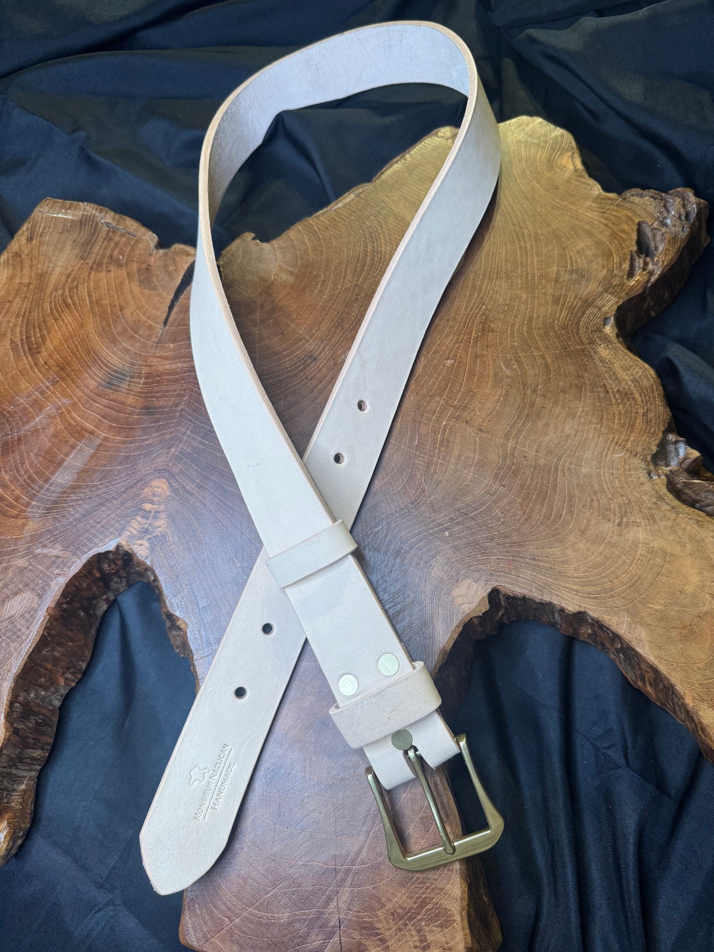 Ceinture homme fait main boucle en laiton couleur naturel