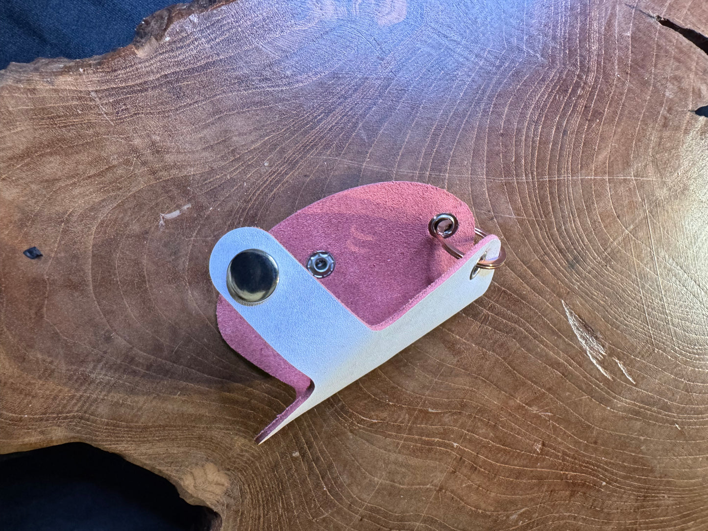 Porte-clé en cuir pueblo ghost blanc rose