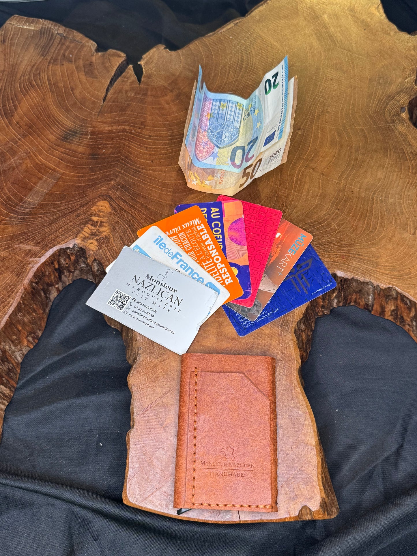 Porte-cartes automatiques en cuir couture à la main