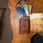 Handmade leather pop-up card holder