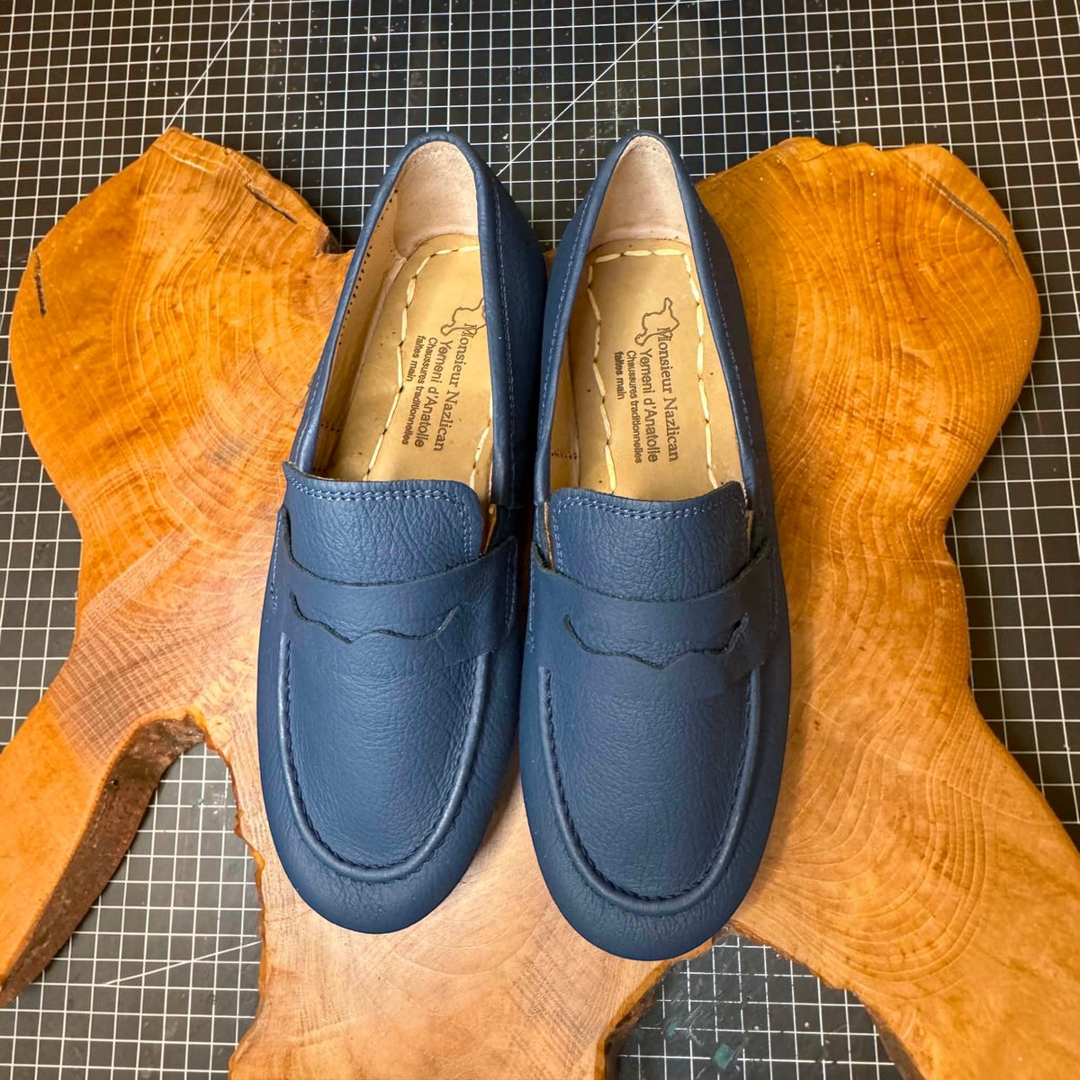 Mocassins faits main bleu
