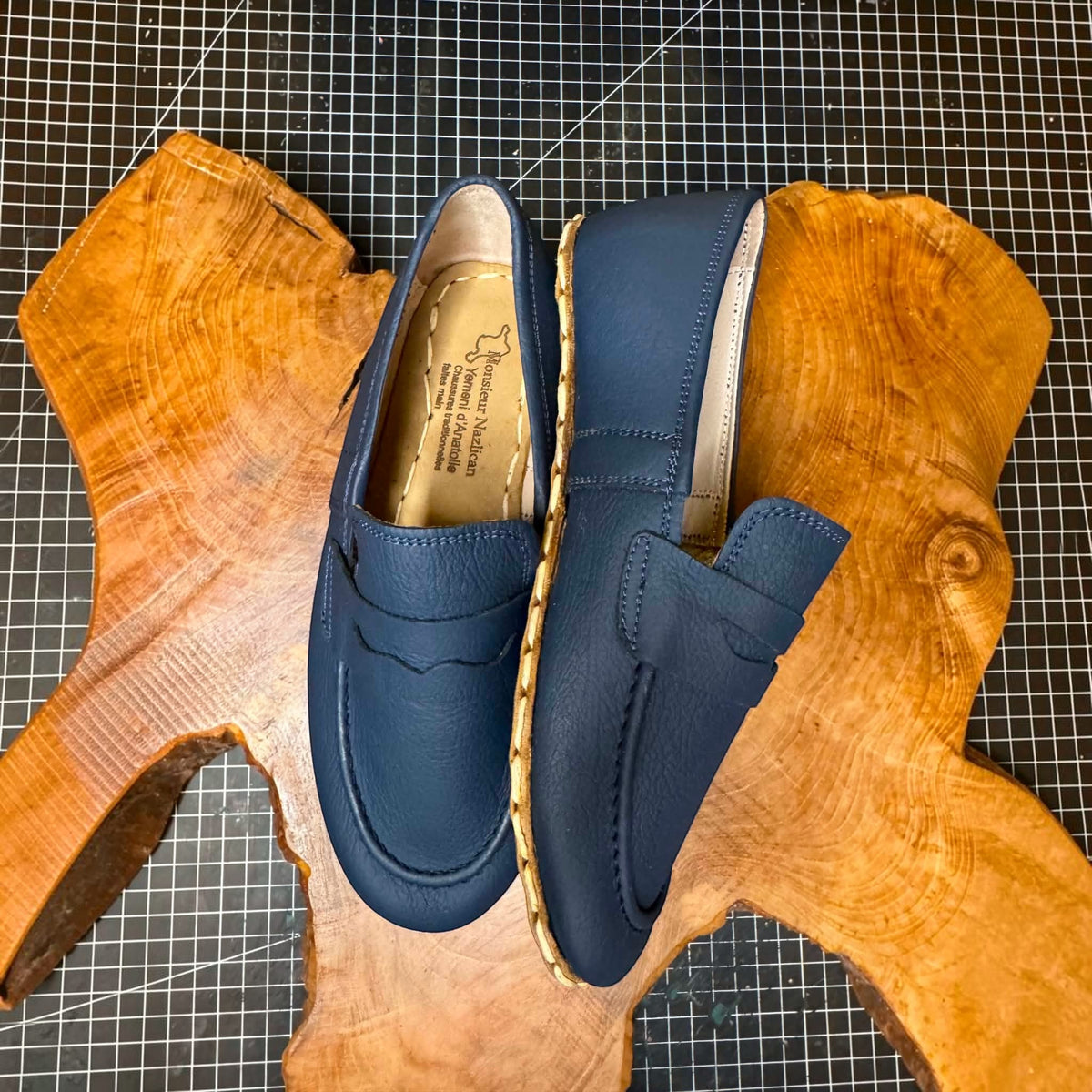 Mocassins faits main bleu