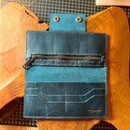Portefeuille long femme en cuir avec une fermeture éclair