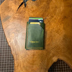 Handmade leather pop-up card holder