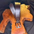 Ceinture Marron Homme en cuir fait main, boucle zamak