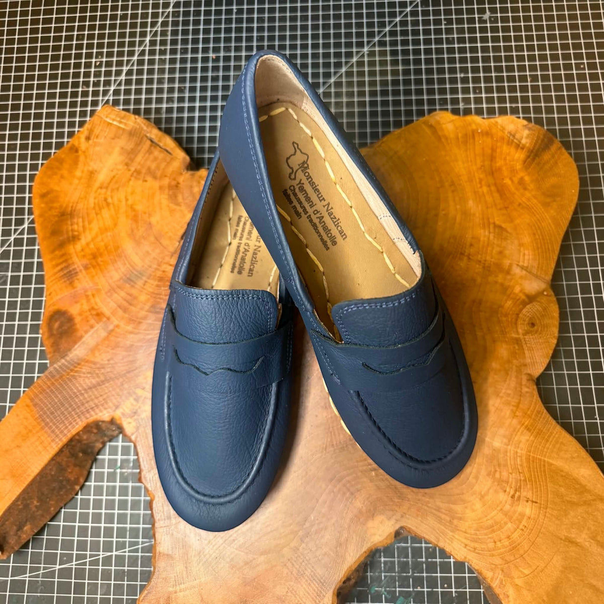 Mocassins faits main bleu