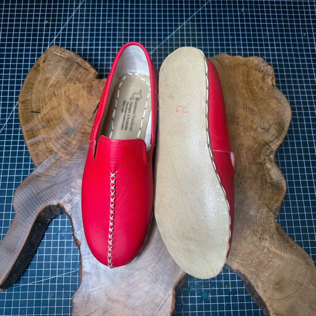 Yemeni d'Anatolie Rouge – Chaussures traditionnelles turques faites main