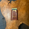 Handmade leather pop-up card holder