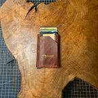 Handmade leather pop-up card holder