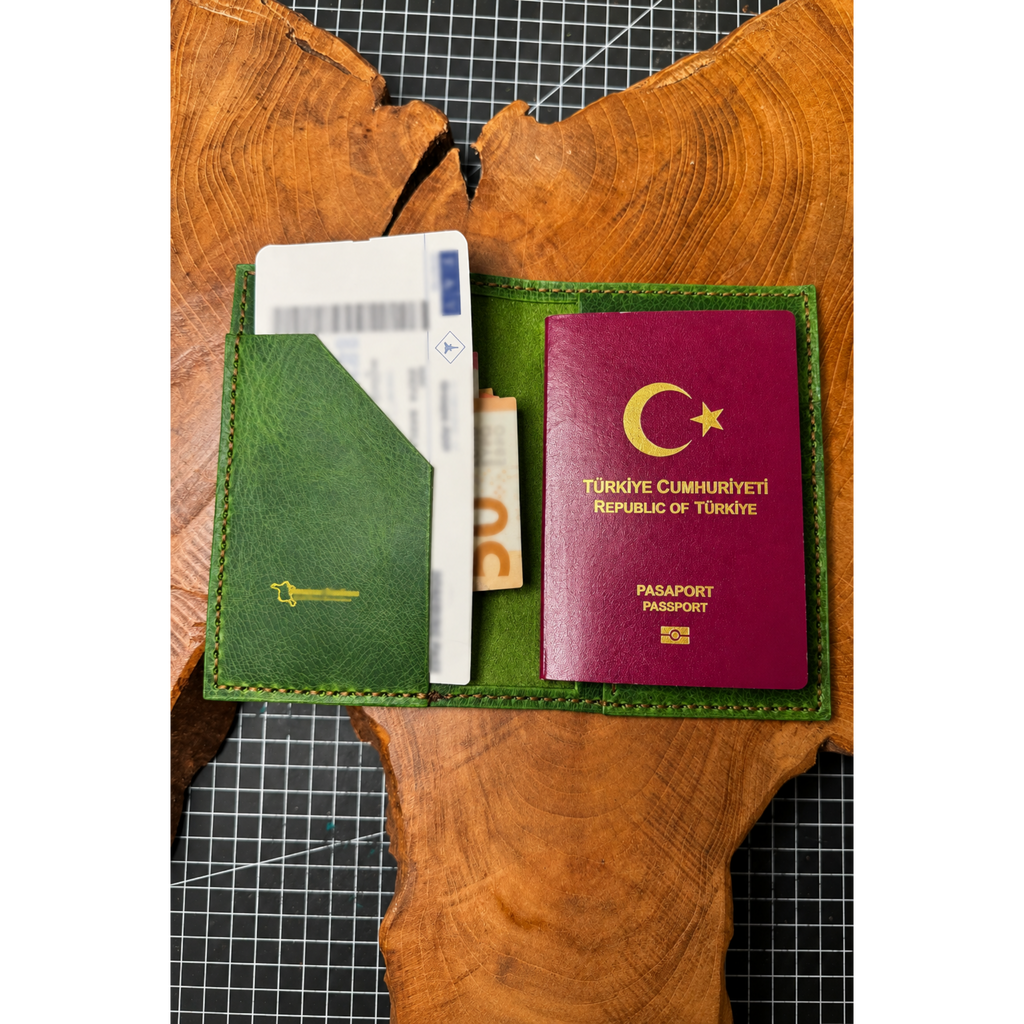 Handmade customizable leather passport holder
