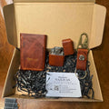 Artisanal card holder and lighter gift set