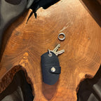 Handmade closed leather keychain