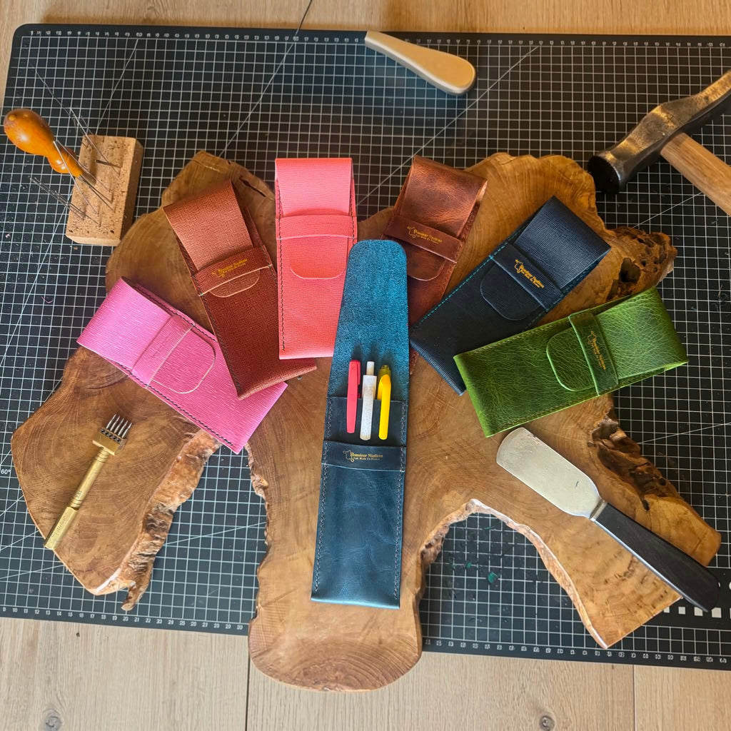 Porte-stylos en cuir fait main